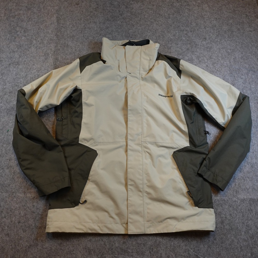 Vintage Patagonia Jacket Mens Medium Snowshot Tan Two Tone H2No Hooded Full Zip